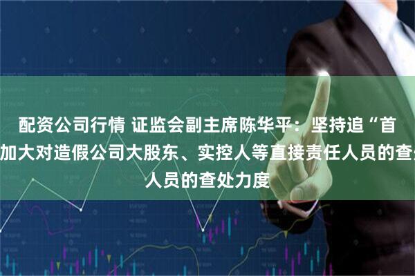 配资公司行情 证监会副主席陈华平：坚持追“首恶”，加大对造假公司大股东、实控人等直接责任人员的查处力度