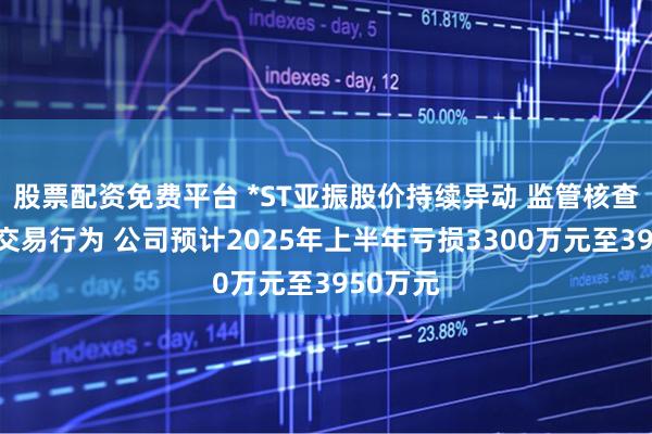股票配资免费平台 *ST亚振股价持续异动 监管核查存异常交易行为 公司预计2025年上半年亏损3300万元至3950万元